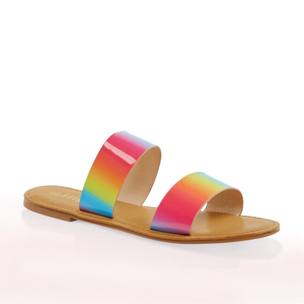 Rainbow pride colorful bright sandals NWT 7.5